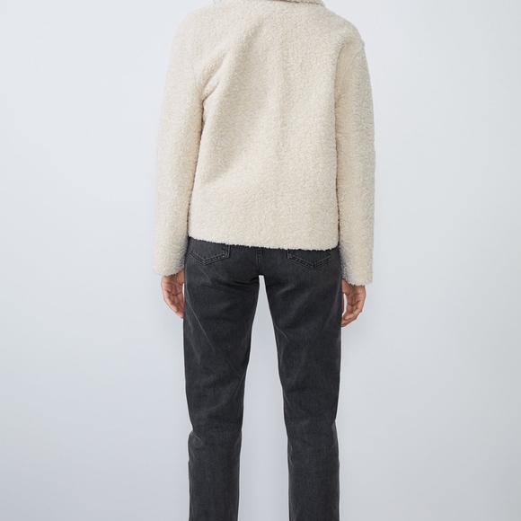 ZARA WHITE CREAM DOUBLE FACED FLEECE SHERPA JACKET - Picture 4 of 6